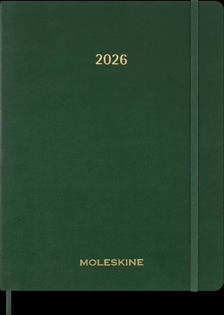 Moleskine 15 Monate Essential Wochenkalender 2025/2026, 1 Wo = 2 Seiten, vertikal, XXL, fester Einband, Myrtengrün - 
