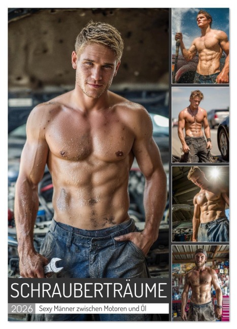 Schrauberträume - Sexy Männer zwischen Motoren und Öl (Wandkalender 2026 DIN A2 hoch), CALVENDO Monatskalender - Mb Fotografie