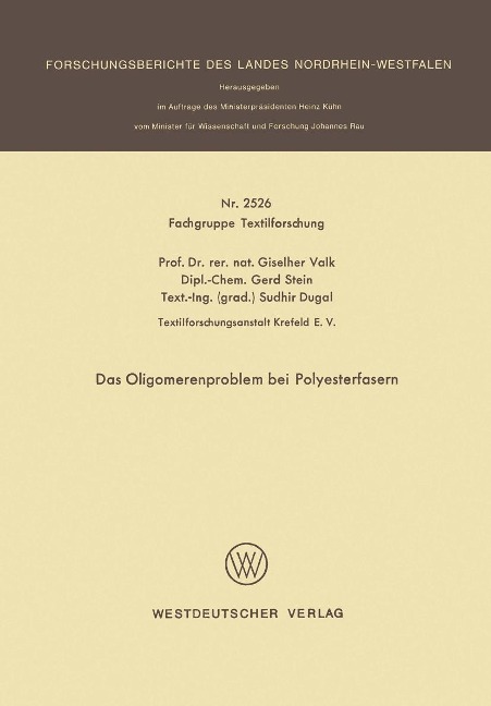 Das Oligomerenproblem bei Polyesterfasern - Giselher Valk