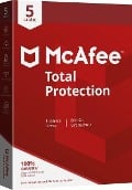 McAfee Total Protection 5-Geräte, 1-Jahr (Code in a Box). Für Windows/Mac/Android/iOS - 