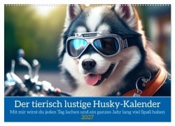 Cover-Bild zum Titel 'Der tierisch lustige Husky Kalender (Wandkalender 2027 DIN A2 quer), CALVENDO Monatskalender' von 'Peter Rübsamen - www. crazyartpics. com'