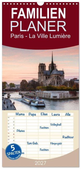 Familienplaner 2027 - Paris - La Ville Lumière mit 5 Spalten (Wandkalender, 21 x 45 cm) CALVENDO - Matteo Colombo