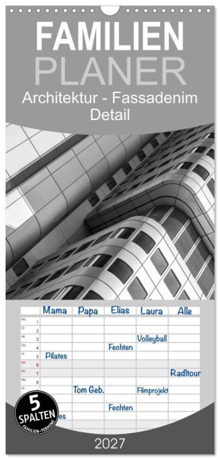 Familienplaner 2027 - Architektur - Fassaden im Detail 2027 mit 5 Spalten (Wandkalender, 21 x 45 cm) CALVENDO - Franco Tessarolo