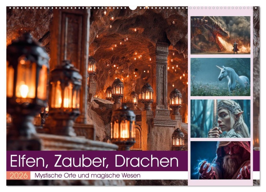 Elfen, Zauber, Drachen (Wandkalender 2026 DIN A2 quer), CALVENDO Monatskalender - Steffen Gierok-Latniak