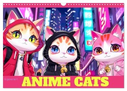 Cover-Bild zum Titel 'Anime Cats (Wandkalender 2026 DIN A3 quer), CALVENDO Monatskalender' von 'Cathrin Illgen'