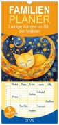 Familienplaner 2026 - Lustige Katzen im Stil der Meister mit 5 Spalten (Wandkalender, 21 x 45 cm) CALVENDO - Kerstin Waurick