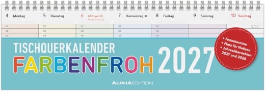 Cover-Bild zum Titel 'Tischquerkalender Farbenfroh 2027' von ''