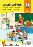 Cover-Bild zum Titel 'Lese-Rätselblock - In der Schule ist was los! Lesen lernen 1. Klasse' von 'Helena Heiß'