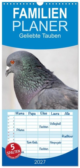 Familienplaner 2027 - Geliebte Tauben mit 5 Spalten (Wandkalender, 21 x 45 cm) CALVENDO - Ramona Meißner