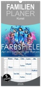 Cover-Bild zum Titel 'Familienplaner 2026 - FARBSPIELE - Akt im Feuerwerk der Farben mit 5 Spalten (Wandkalender, 21 x 45 cm) CALVENDO' von 'Ulrich Allgaier (Ullision)'