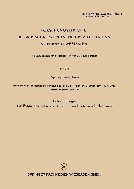 Untersuchungen zur Frage des optimalen Bohrloch- und Patronendurchmessers - Ludwig Hahn