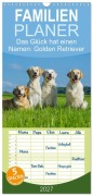 Cover-Bild zum Titel 'Familienplaner 2027 - Das Glück hat einen Namen - Golden Retriever mit 5 Spalten (Wandkalender, 21 x 45 cm) CALVENDO' von 'Sigrid Starick'