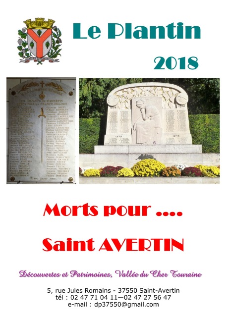 Morts pour ..... Saint - Avertin - Dpvct Découvertes et Patrimoines Vallée du Cher Touraine