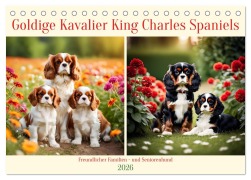 Cover-Bild zum Titel 'Goldige Kavalier King Charles Spaniels (Tischkalender 2026 DIN A5 quer), CALVENDO Monatskalender' von 'Claudia Kleemann'