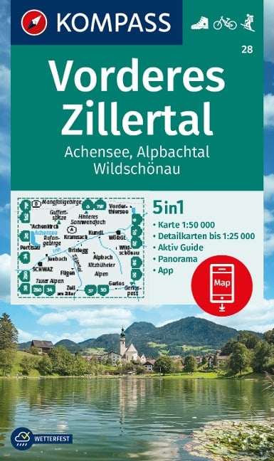 KOMPASS Wanderkarte 28 Vorderes Zillertal 1:50.000 - 