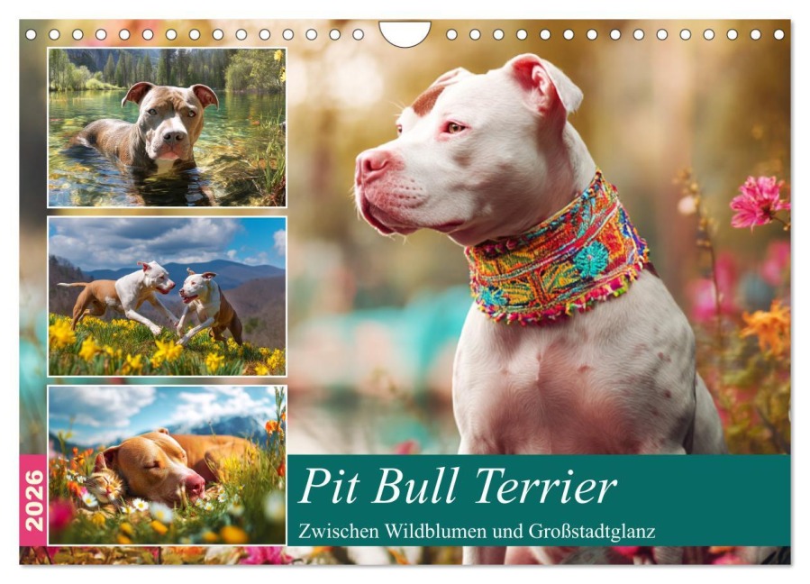 Pit Bull Terrier. Zwischen Wildblumen und Großstadtglanz (Wandkalender 2026 DIN A4 quer), CALVENDO Monatskalender - Rose Hurley