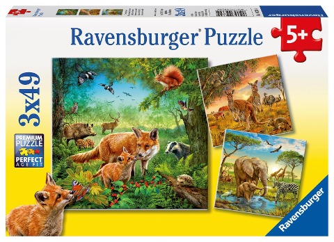 Tiere der Erde Puzzle 3 x 49 Teile - 