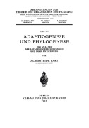 Cover-Bild zum Titel 'Adaptiogenese und Phylogenese' von 'Albert Eide Parr'