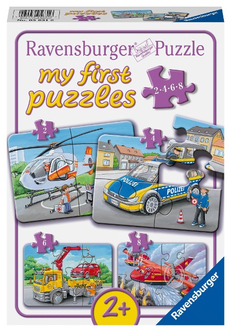 Ravensburger Kinderpuzzle - Meine Einsatzfahrzeuge - 2,4,6,8 Teile my first Puzzle für Kinder ab 2 Jahren - 