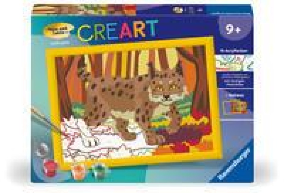 CreArt, Malen nach Zahlen Kinder - Luchs im Herbstwald - 