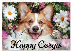 Cover-Bild zum Titel 'Happy Corgis (Wandkalender 2026 DIN A2 quer), CALVENDO Monatskalender' von 'Ally Bee'
