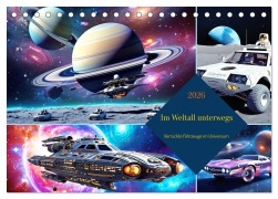 Cover-Bild zum Titel 'Im Weltall unterwegs - Verrückte Fahrzeuge im Universum (Tischkalender 2026 DIN A5 quer), CALVENDO Monatskalender' von 'Martina Marten'