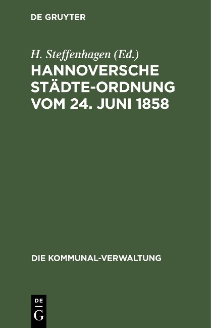 Hannoversche Städte-Ordnung vom 24. Juni 1858 - 