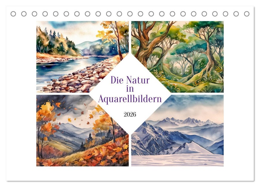 Die Natur in Aquarellbildern (Tischkalender 2026 DIN A5 quer), CALVENDO Monatskalender - Werner Braun