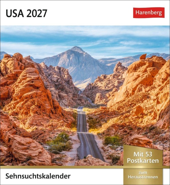 USA Sehnsuchtskalender 2027 - Wochenkalender mit 53 Postkarten - 