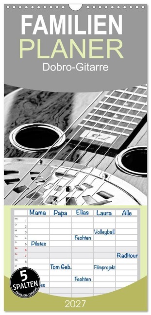 Familienplaner 2027 - Dobro-Gitarre mit 5 Spalten (Wandkalender, 21 x 45 cm) CALVENDO - Silvia Drafz