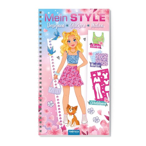 Trötsch Malbuch mit Schablonen und Stickern Mein Style Romantik - 