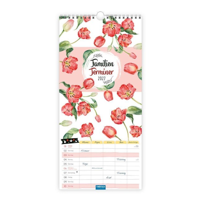 TRÖTSCH - Familienkalender Familienterminer Blumen 2027 - 