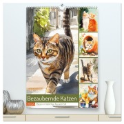 Cover-Bild zum Titel 'Bezaubernde Katzen. Miezen im lieblichen Aquarell-Stil (hochwertiger Premium Wandkalender 2026 DIN A2 hoch), Kunstdruck in Hochglanz' von 'Rose Hurley'