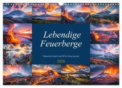Cover-Bild zum Titel 'Lebendige Feuerberge - Fantastisch durch eine KI in Szene gesetzt (Wandkalender 2026 DIN A3 quer), CALVENDO Monatskalender' von 'Steffen Gierok-Latniak'