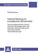 Cover-Bild zum Titel 'Internet-Werbung im europäischen Binnenmarkt' von 'Ralf Morshäuser'