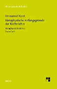 Cover-Bild zum Titel 'Metaphysische Anfangsgründe der Rechtslehre' von 'Immanuel Kant'