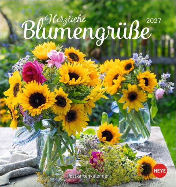 Herzliche Blumengrüße Postkartenkalender 2027 - 