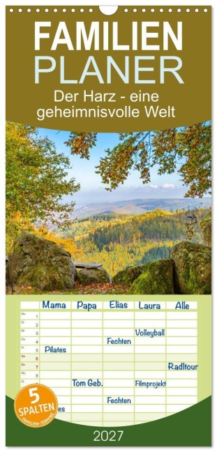 Familienplaner 2027 - Der Harz - eine geheimnisvolle Welt mit 5 Spalten (Wandkalender, 21 x 45 cm) CALVENDO - Stefanie Perner