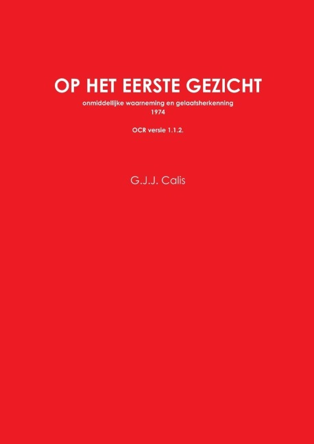 Op het eerste gezicht OCR ISBN - G. J. J. Calis