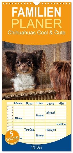 Familienplaner 2025 - Chihuahuas - Cool and Cute mit 5 Spalten (Wandkalender, 21 x 45 cm) CALVENDO - Oliver Pinkoss Photostorys