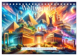 Cover-Bild zum Titel 'Weltwunder: Antike und neue: Visualisiert durch Moderne KI-Kunst (Tischkalender 2026 DIN A5 quer), CALVENDO Monatskalender' von 'Marco Warstat'