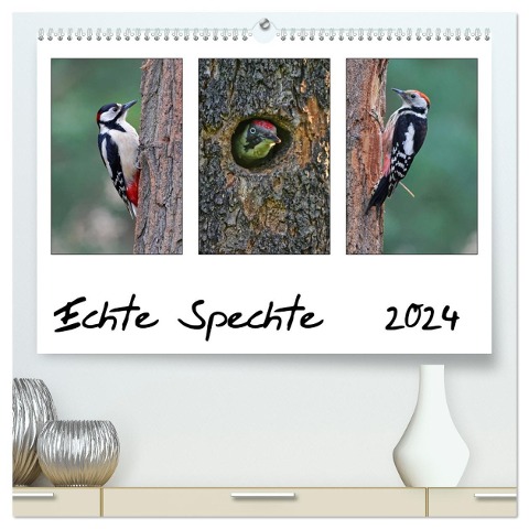 Echte Spechte (hochwertiger Premium Wandkalender 2024 DIN A2 quer), Kunstdruck in Hochglanz - Gerald Wolf