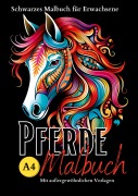 Cover-Bild zum Titel 'Schwarzes "Pferde Malbuch für Erwachsene".' von 'Lucy¿s Schwarze Malbücher'