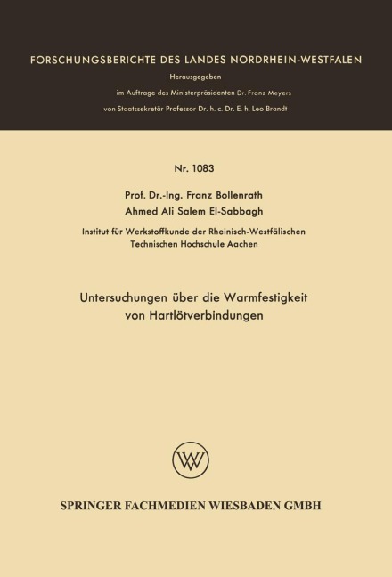 Untersuchungen über die Warmfestigkeit von Hartlötverbindungen - Franz Bollenrath