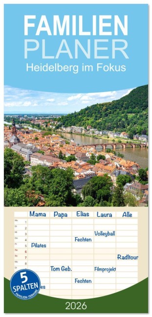 Familienplaner 2026 - Heidelberg im Fokus mit 5 Spalten (Wandkalender, 21 x 45 cm) CALVENDO - Thorsten Assfalg