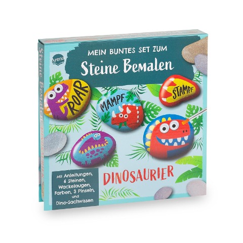 Mein buntes Set zum Steine Bemalen. Dinosaurier - 