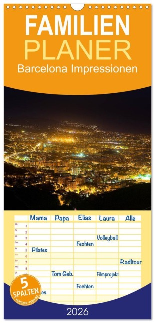 Familienplaner 2026 - Barcelona Impressionen mit 5 Spalten (Wandkalender, 21 x 45 cm) CALVENDO - Dirk Meutzner