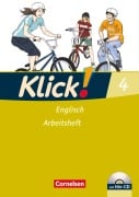 Cover-Bild zum Titel 'Klick! Englisch 4: 8. Schuljahr - Arbeitsheft mit Hör-CD' von 'Susanne Baumgartner, Maria Willner, Brigitta Strube'