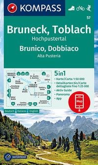 KOMPASS Wanderkarte 57 Cruneck, Toblach, Hochpustertal, Brunico, Dobbiaco, Alta Pusteria 1:50.000 - 