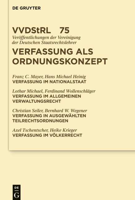 Verfassung als Ordnungskonzept - Franz Mayer, Hans Michael Heinig, Et Al., Lothar Michael
